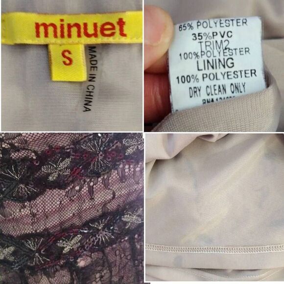 VTG Y2K Black Floral Lace Sequins Strapless Whimsigoth Mini Dress Small - Picture 15 of 15